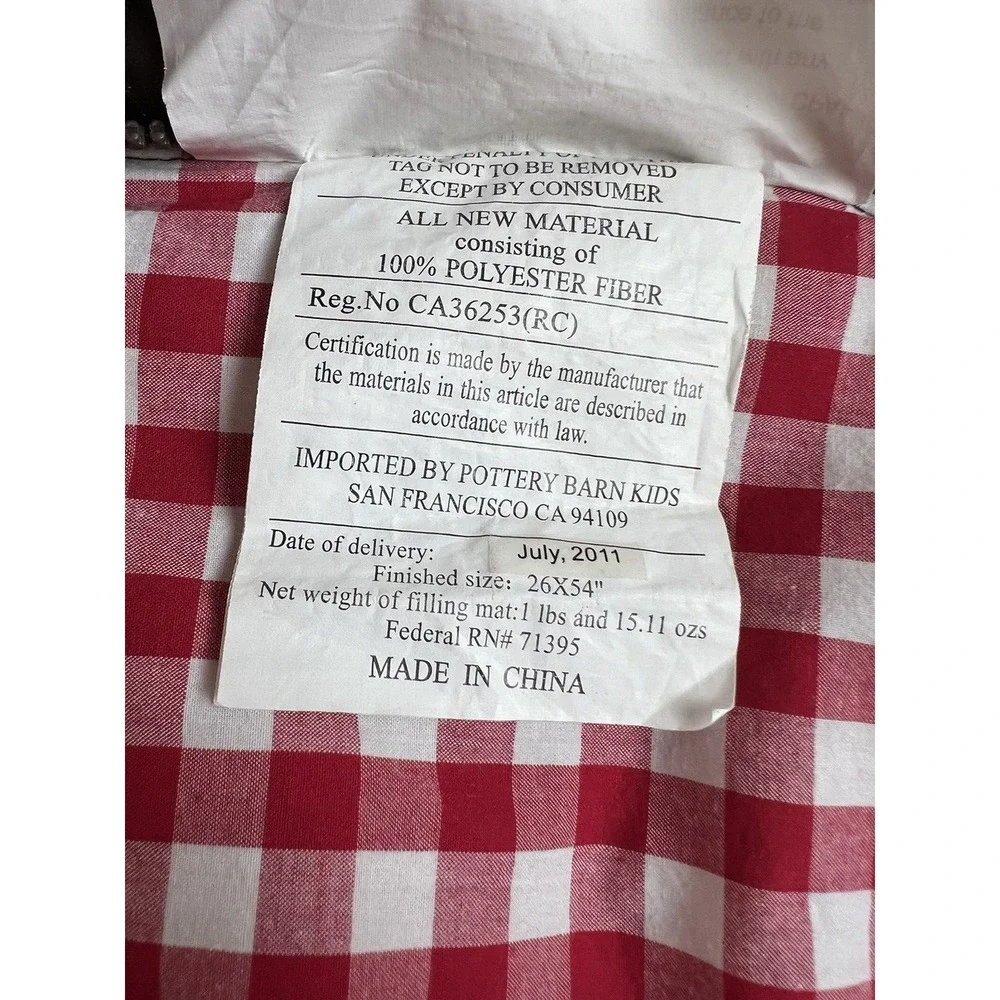 Pottery Barn Kids Moose Plush Sleeping Bag Brown Lined in Red Gingham